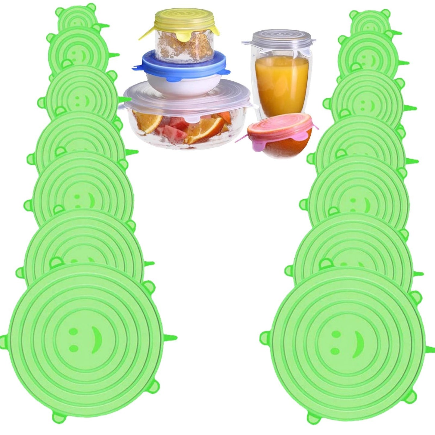 Silicone Stretch Lids, Reusable Airtight Food Covers for Food Storage