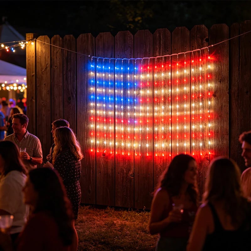 ✨Patriotic Flag Net Lights – USB, Waterproof, 50,000-Hour✨