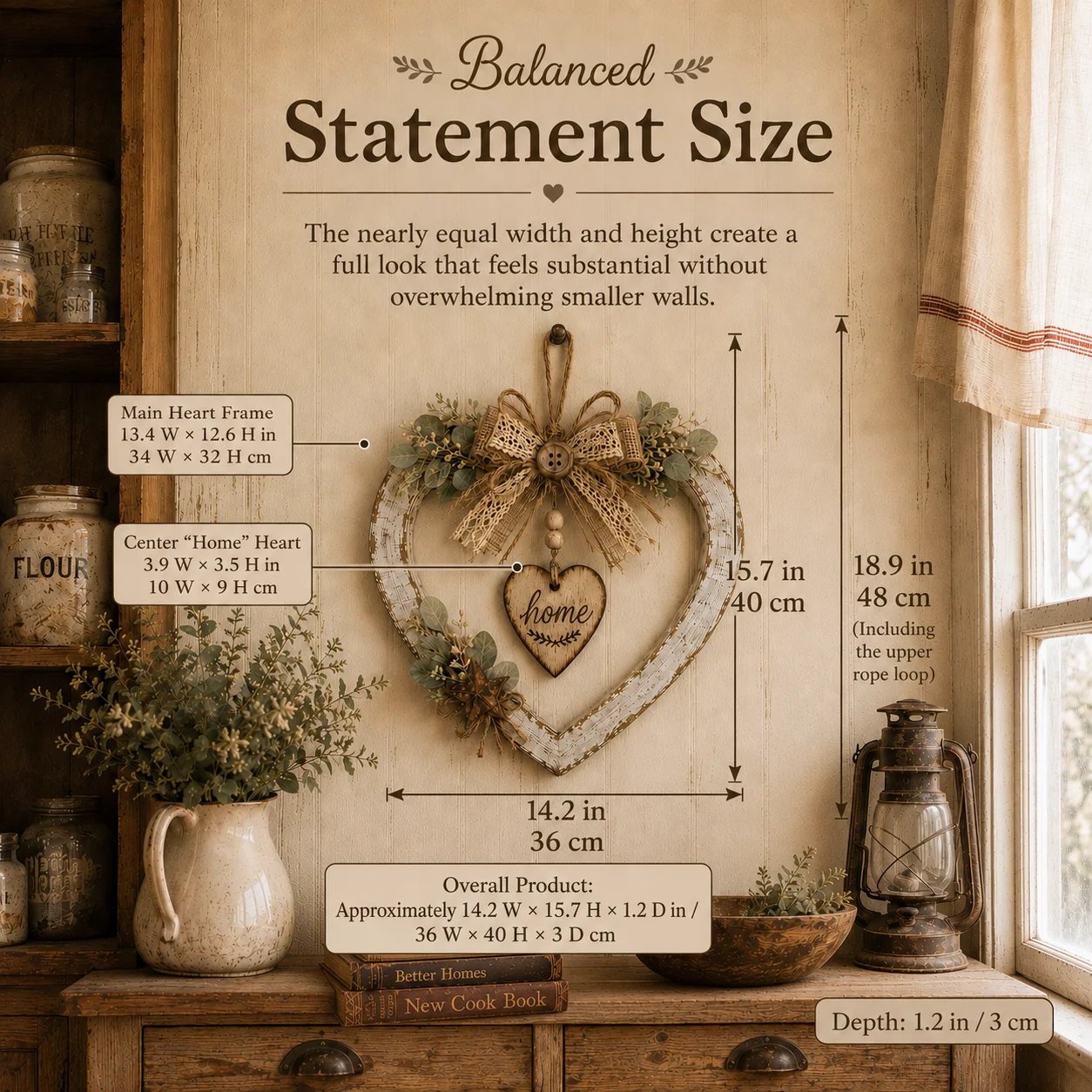 🔥HOT SALE🔥🤎Rustic Farmhouse Heart Wall Decor with “Home” Sign