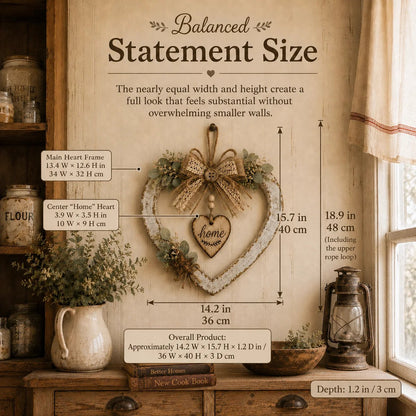 🔥HOT SALE🔥🤎Rustic Farmhouse Heart Wall Decor with “Home” Sign