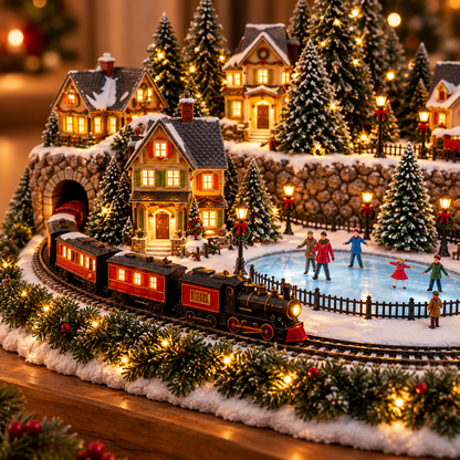 🔥Last day to save 49% –🎄 Animated Holiday Train & Ice Rink Scene