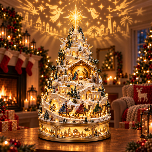 ✝️ 🏆 60,000+ Sold - 🎄Illuminated Bethlehem Nativity Village Tree💙🙏 Last Day 50% OFF – Lighted Christian Christmas Centerpiece