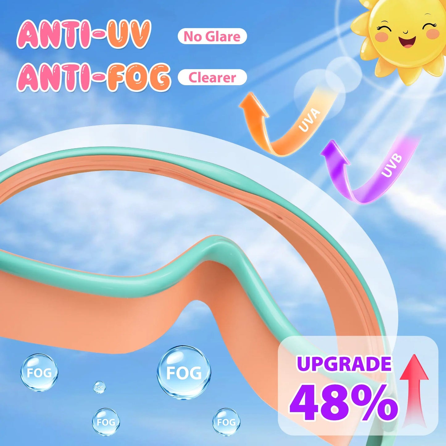 🏆🏊 Crystal Clear Kids Swim Goggles (2-Pack) | Anti-Fog, Leak-Proof & UV Protection