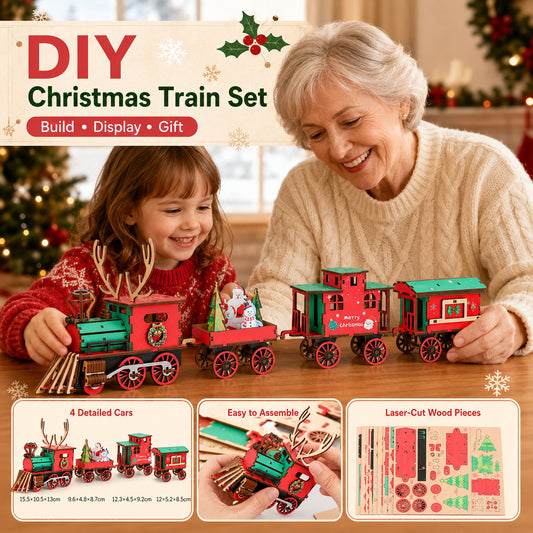 🔥LAST DAY 50% OFF – 🎅🎄DIY Christmas Wooden Train Set 3D Assembly Puzzle Kit(📦Buy 2 Free Shipping)