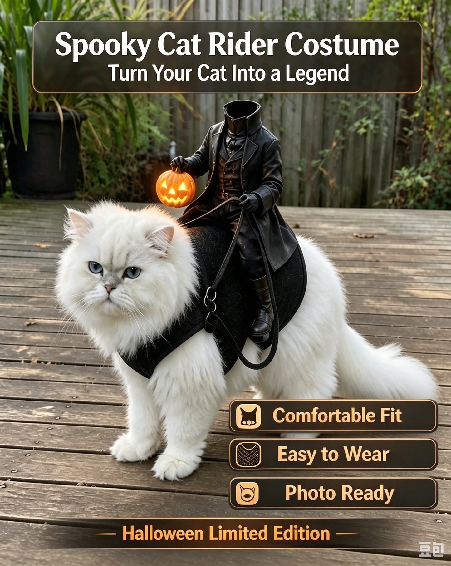 🎃 Headless Phantom Rider Pet Costume – Spooky Halloween Horseman Outfit for Dogs & Cats