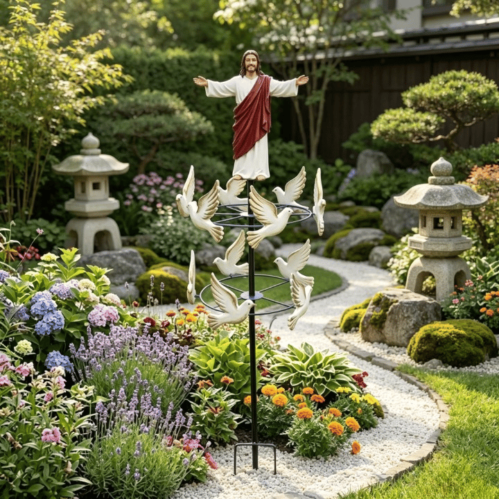 🔥HOT SALE 49% OFF✝️🙏🕊️The Divine Jesus & Holy Dove Garden Wind Spinner⛪🛐