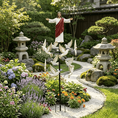 🔥HOT SALE 49% OFF✝️🙏🕊️The Divine Jesus & Holy Dove Garden Wind Spinner⛪🛐