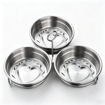 3-Cup Stainless Steel Egg Poacher, 3 Cavity Egg Steamer Mold with Handle, Reusable Egg Poaching Cups for Poached Eggs, Steamed Eggs, Breakfast & Dessert Making