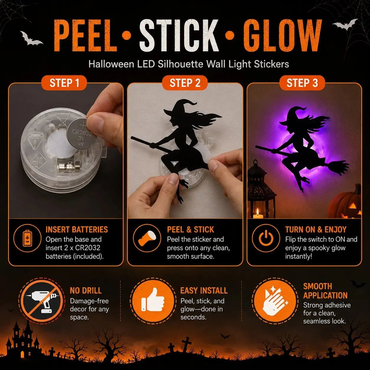 🔥Stick Halloween LED Window Lights