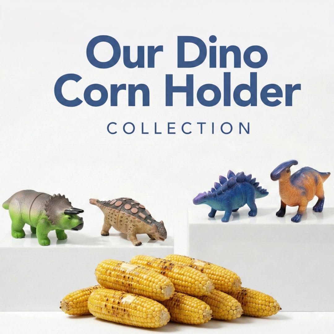 🔥Last Day Promotion🦖Dinosaur Corn Holders for Corn On The Cob🧒 - Funny Corn Cob Holder for Kids and Adults with Stainless Steel Prongs🌽