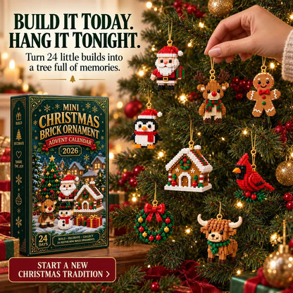 🎁🎄24-Day Mini Christmas Brick Ornament Advent Calendar | 24 Unique Buildable Holiday Ornaments to Create, Hang & Keep 🧱