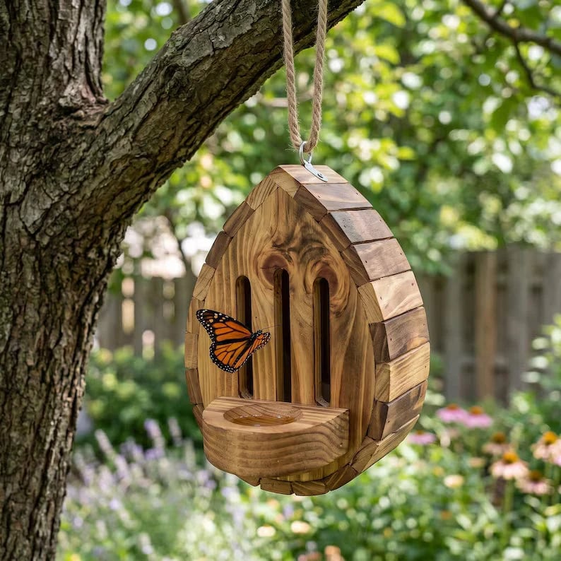 🎉Handmade Garden Butterfly House with Feeder Station🦋