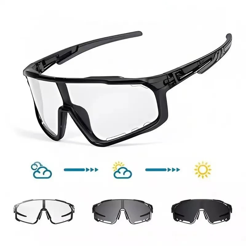💯Unisex Photochromic Cycling Sunglasses - Windproof for Road Bike, Day and Night Outdoor Sports Use