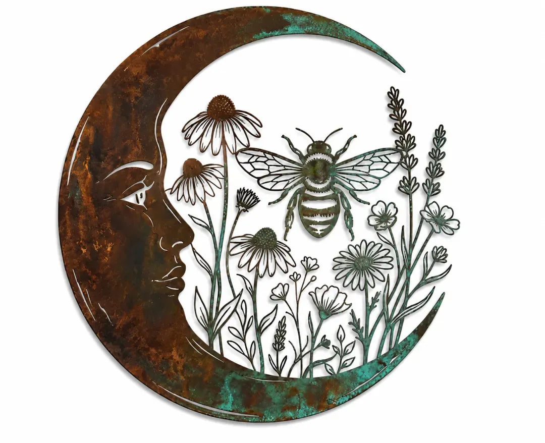 ⏰ LAST DAY  - Handcrafted Metal Crescent Moon Owl Wall Art 🌙🦉 A Timeless Garden Accent Inspired by Nature