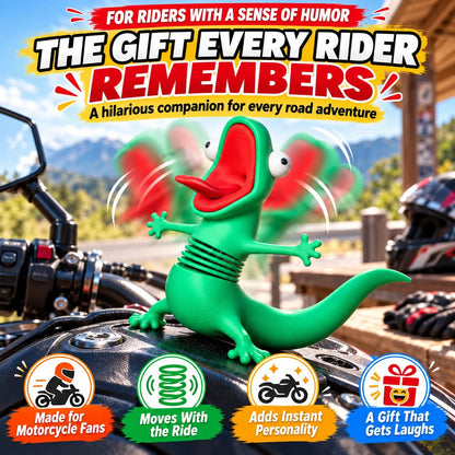🏍️ Wobbling Spring Lizard Motorcycle Ornament – Funny Road-Vibration Rider Buddy