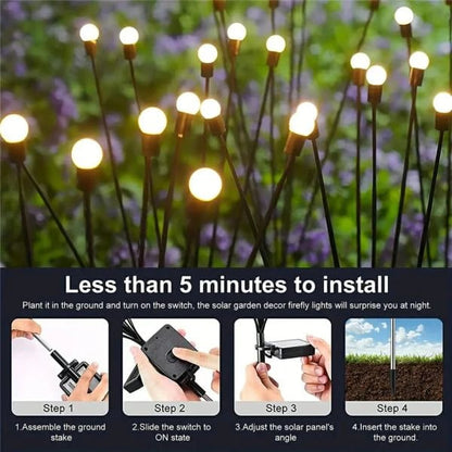💡Solar Firefly Garden Lights 4/8 Pack – Waterproof Outdoor Stake Lights, 32/64 LED Flickering Firefly Glow Solar Pathway Lights for Yard, Patio & Landscape Decor