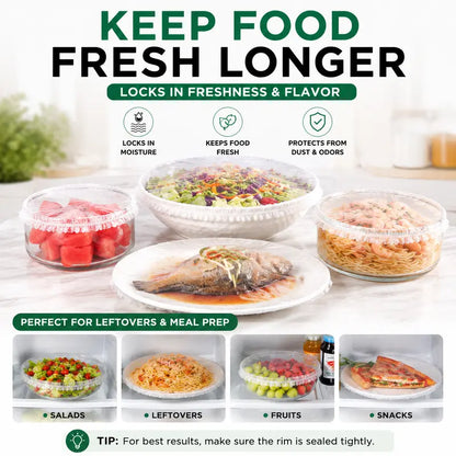 🛡️100 PCS Disposable Stretch Food Covers for Bowls & Plates