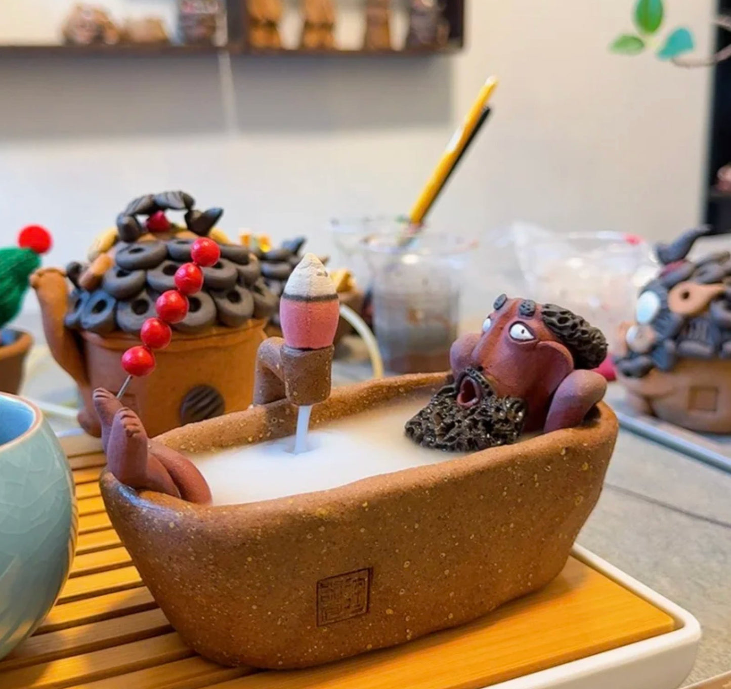 Handmade Bathing Man Incense Burner