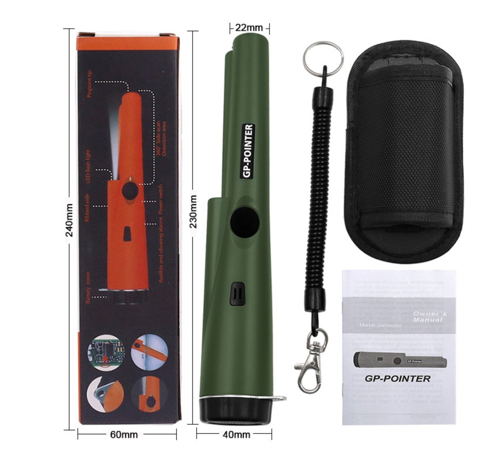 🎯 Handheld Metal Detector Pinpointer, 360° High Sensitivity Treasure Finder with Vibration & Buzzer Alarm