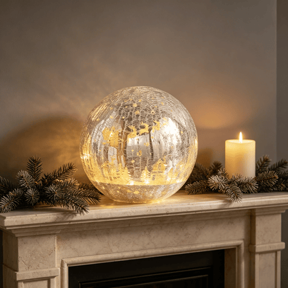 🎁🎉Only $35.99 This Week🎉✝️Light-up cracked glass ball with Jesus and reindeer design🫎