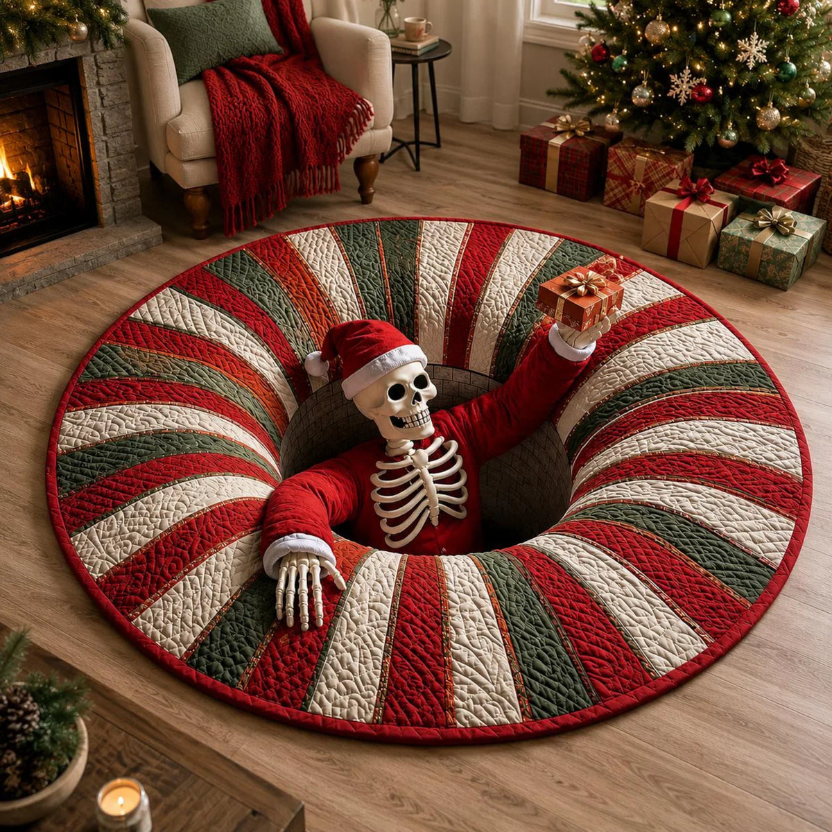 3D Santa Christmas Illusion Rug — Holiday Floor Decor