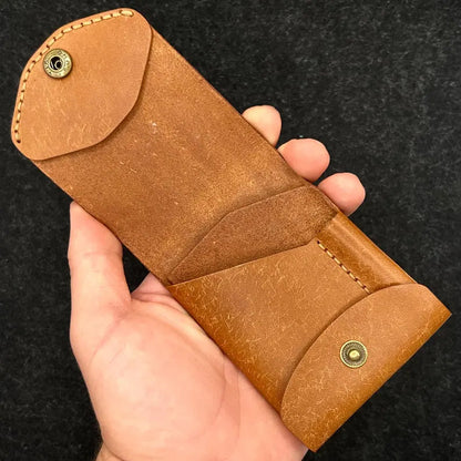 Slim Leather Wallet with Pen Slot – Handcrafted Full-Grain EDC Wallet