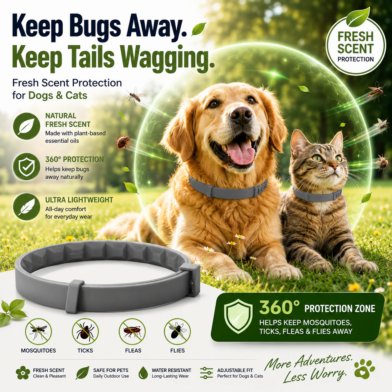 🐶50% OFF TODAY🛡️Adjustable Flea & Tick Collar for Dogs & Cats