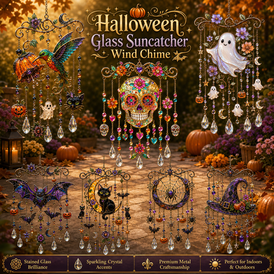 👻Halloween Glass Suncatcher Wind Chime