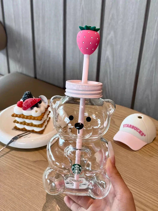 2026 New Bearista Bear Cup Tumblers Strawberry Topper Baseball cap
