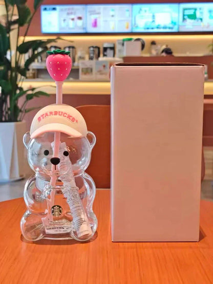 2026 New Bearista Bear Cup Tumblers Strawberry Topper Baseball cap
