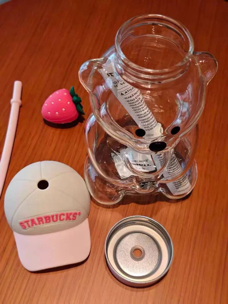 2026 New Bearista Bear Cup Tumblers Strawberry Topper Baseball cap