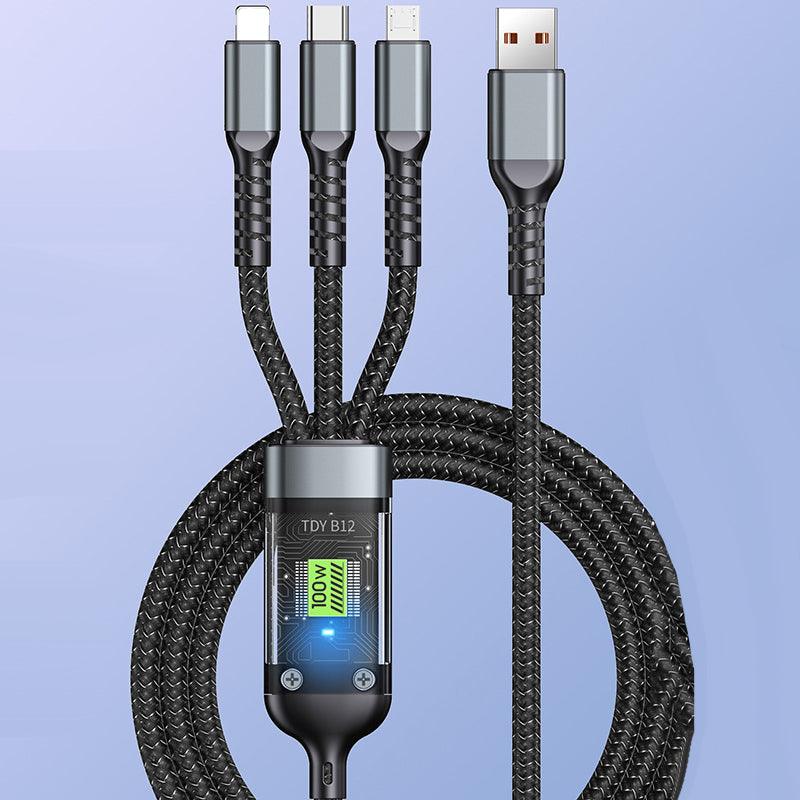 🎁Hot Sale 49% OFF⏳Transparent Luminous 3-in-1 Super Fast Charging Cable - clarioy