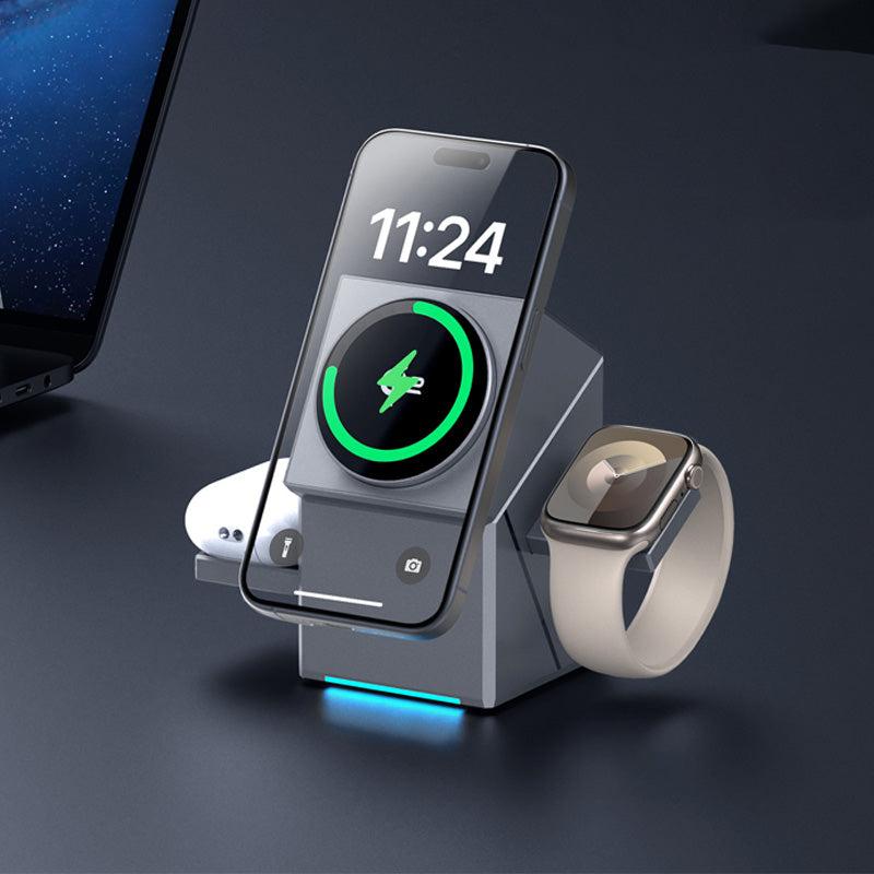 🔥Hot Sale Offers-3-in-1 Foldable Magnetic Wireless Charging Station
