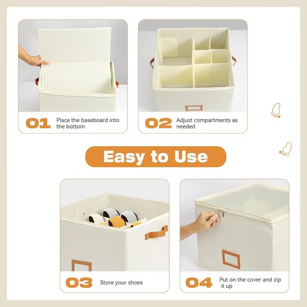 ⏰🔥LIMITED TIME 49% OFF! 👟 Fabric Shoe Organizer Storage Box – Foldable, Large Capacity, Dustproof & Breathable for Closet & Bedroom 🧺✨