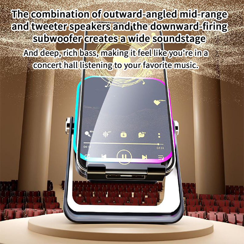 🎵5-in-1 Wireless Induction Bluetooth Speaker with Adjustable Phone Stand