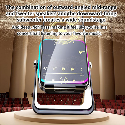 🎵5-in-1 Wireless Induction Bluetooth Speaker with Adjustable Phone Stand