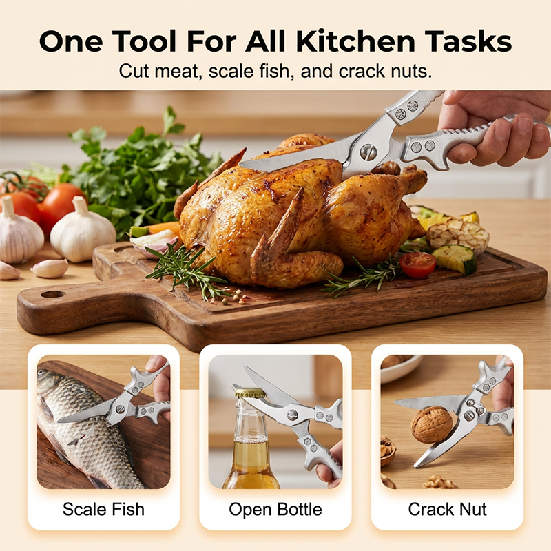 ✂️🍗 Heavy-Duty Multi-functional Kitchen Shears – Cuts Like a Beast! 🔪💪