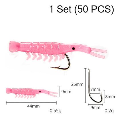 🥳2026 HOT SALE🥳💞50K+ SOLD!🐟💪 50% OFF! 50PCS Soft Shrimp Lures – Realistic texture, sharp hidden hooks. Works in rivers, lakes & sea. No more missed strikes! 🏆🎣