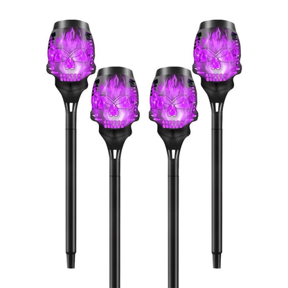 Solar Halloween Skull Garden Stake Lights