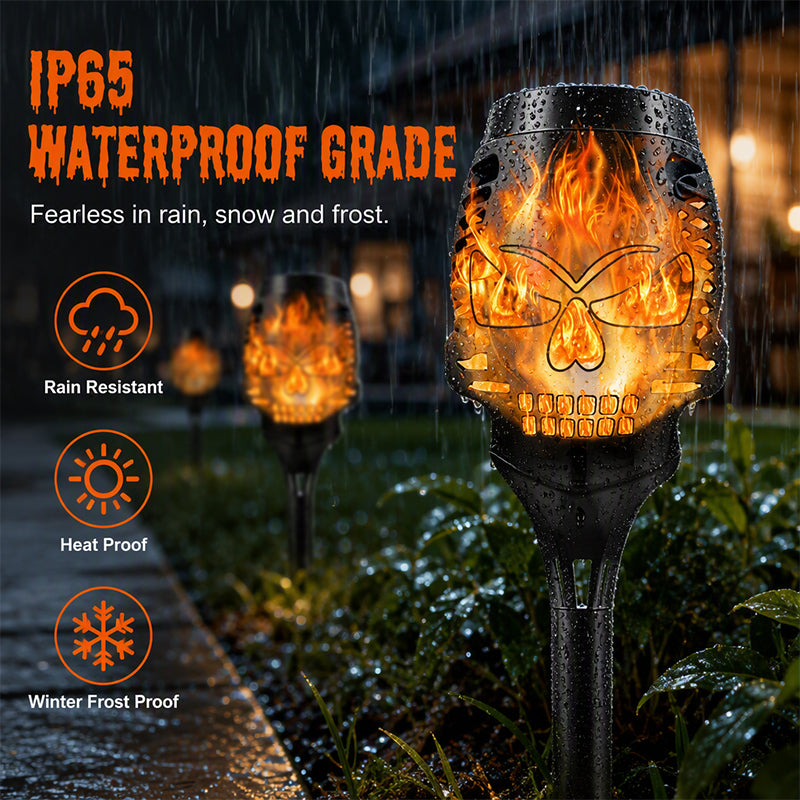 Solar Halloween Skull Garden Stake Lights