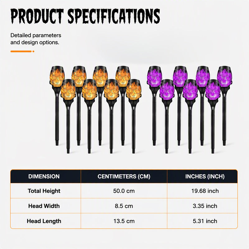 Solar Halloween Skull Garden Stake Lights