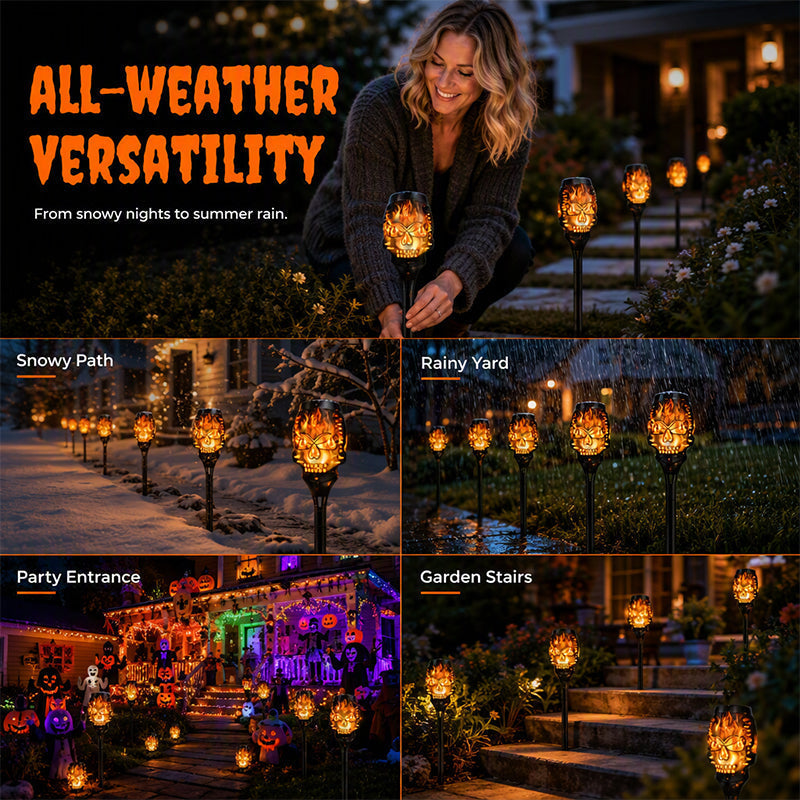 Solar Halloween Skull Garden Stake Lights