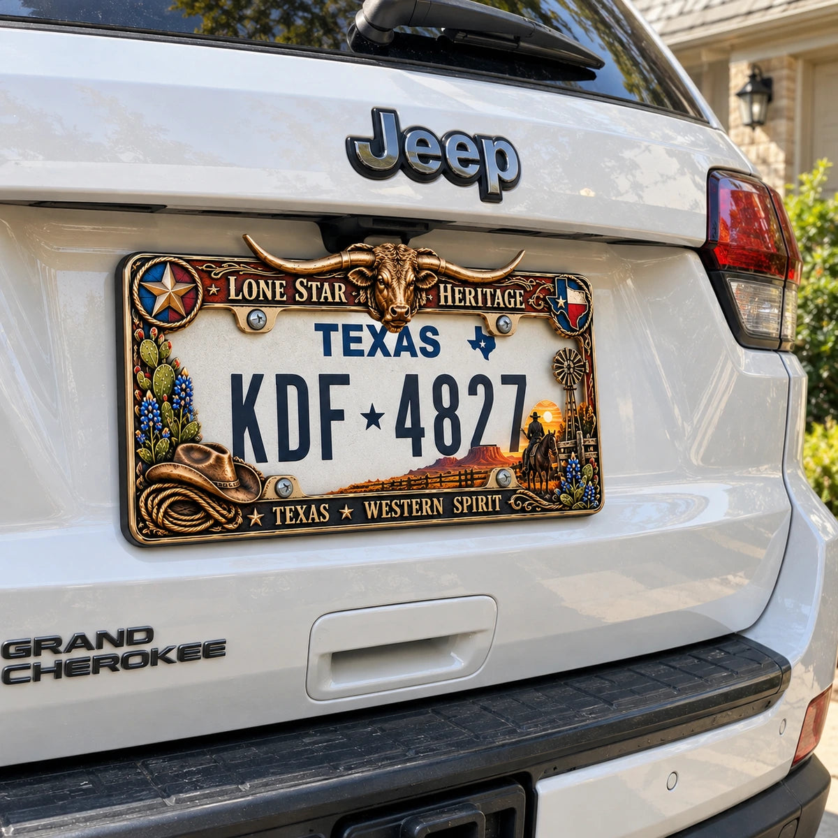 🐂 Texas Longhorn Western Metal License Plate Frame – Vintage Cowboy & Lone Star Ranch Gift 🤠