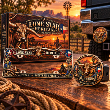 🐂 Texas Longhorn Western Metal License Plate Frame – Vintage Cowboy & Lone Star Ranch Gift 🤠