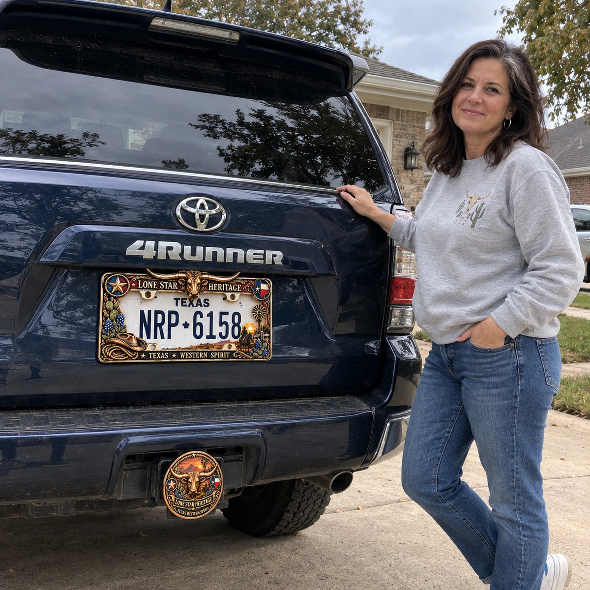 🐂 Texas Longhorn Western Metal License Plate Frame – Vintage Cowboy & Lone Star Ranch Gift 🤠